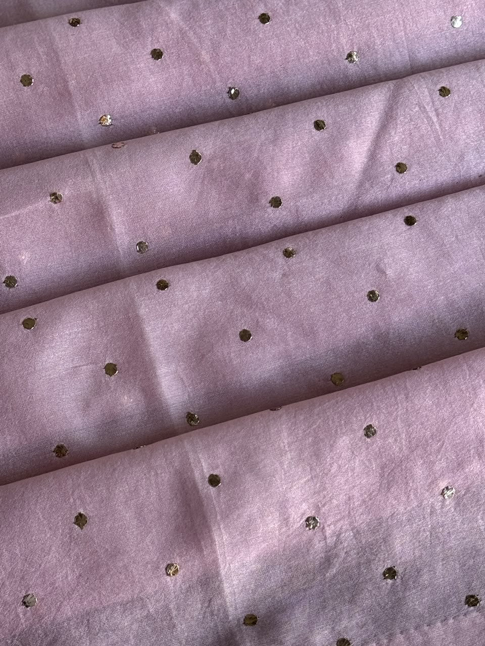 Light Mauve Shade Chanderi Silk Mukaish Badla Unstitched Fabric
