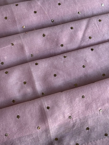 Light Mauve Shade Chanderi Silk Mukaish Badla Unstitched Fabric
