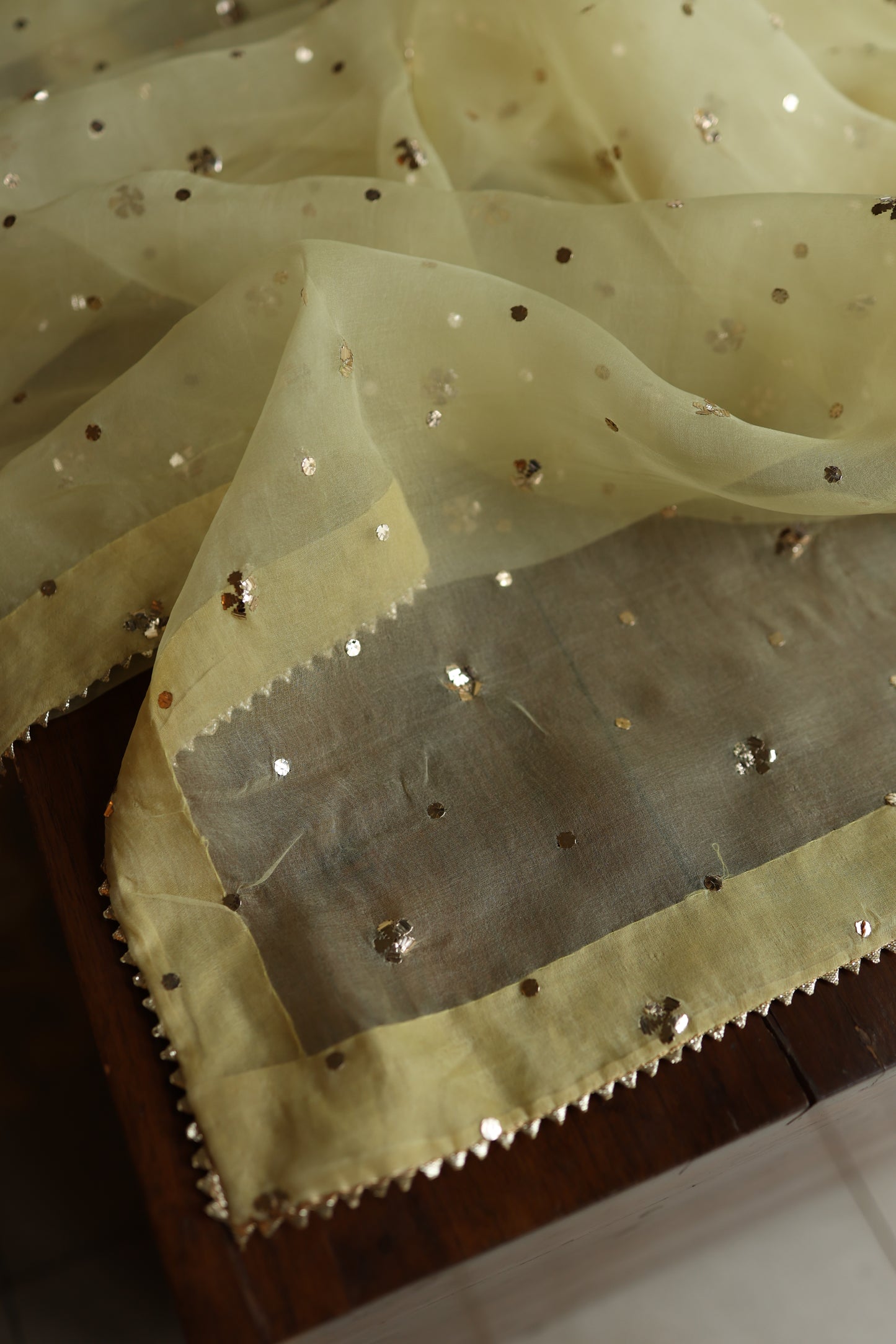 Light Yellow Shade Noor Organza Silk Badla Unstitched Kurta Dupatta Set