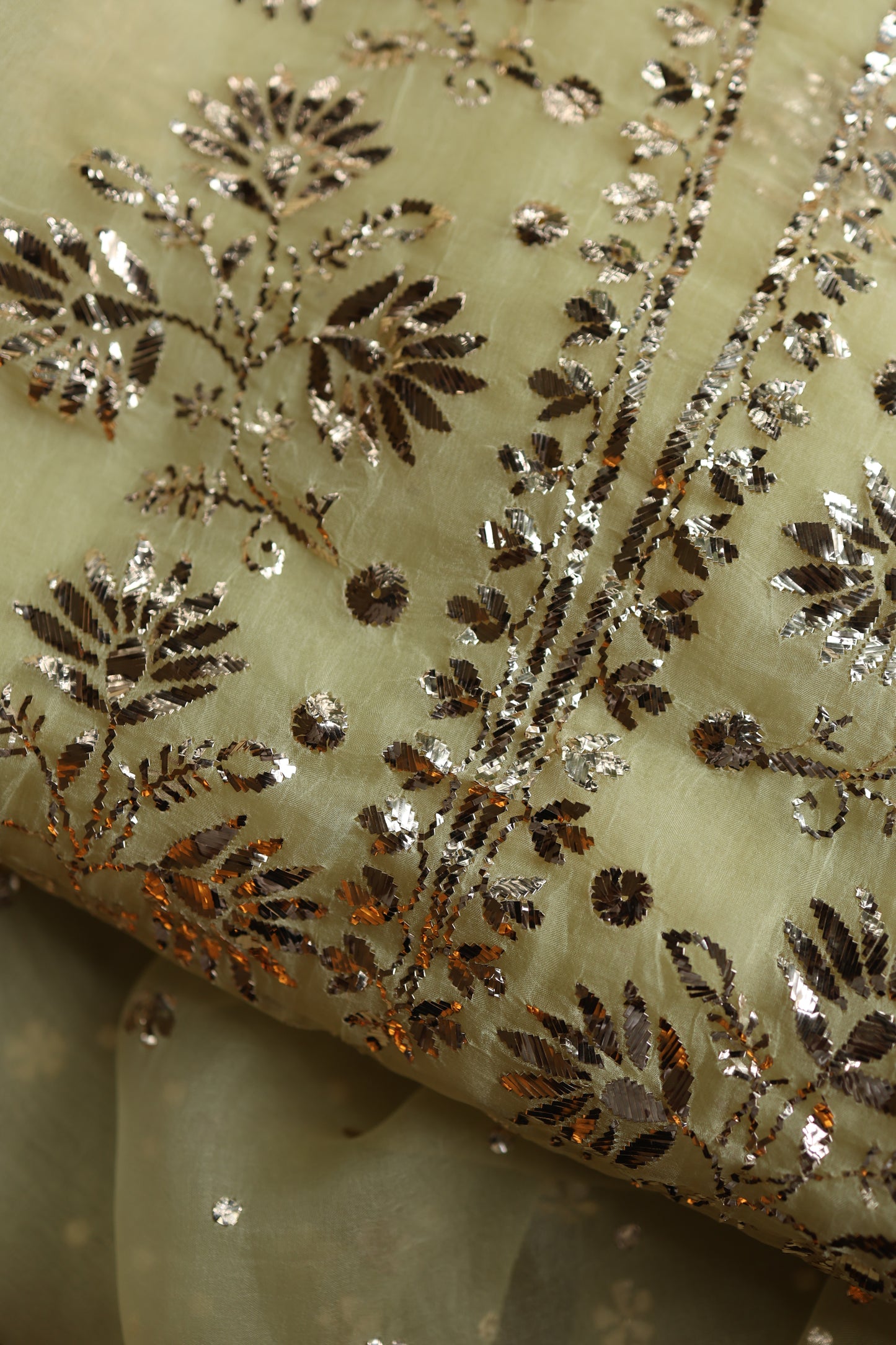 Light Yellow Shade Noor Organza Silk Badla Unstitched Kurta Dupatta Set
