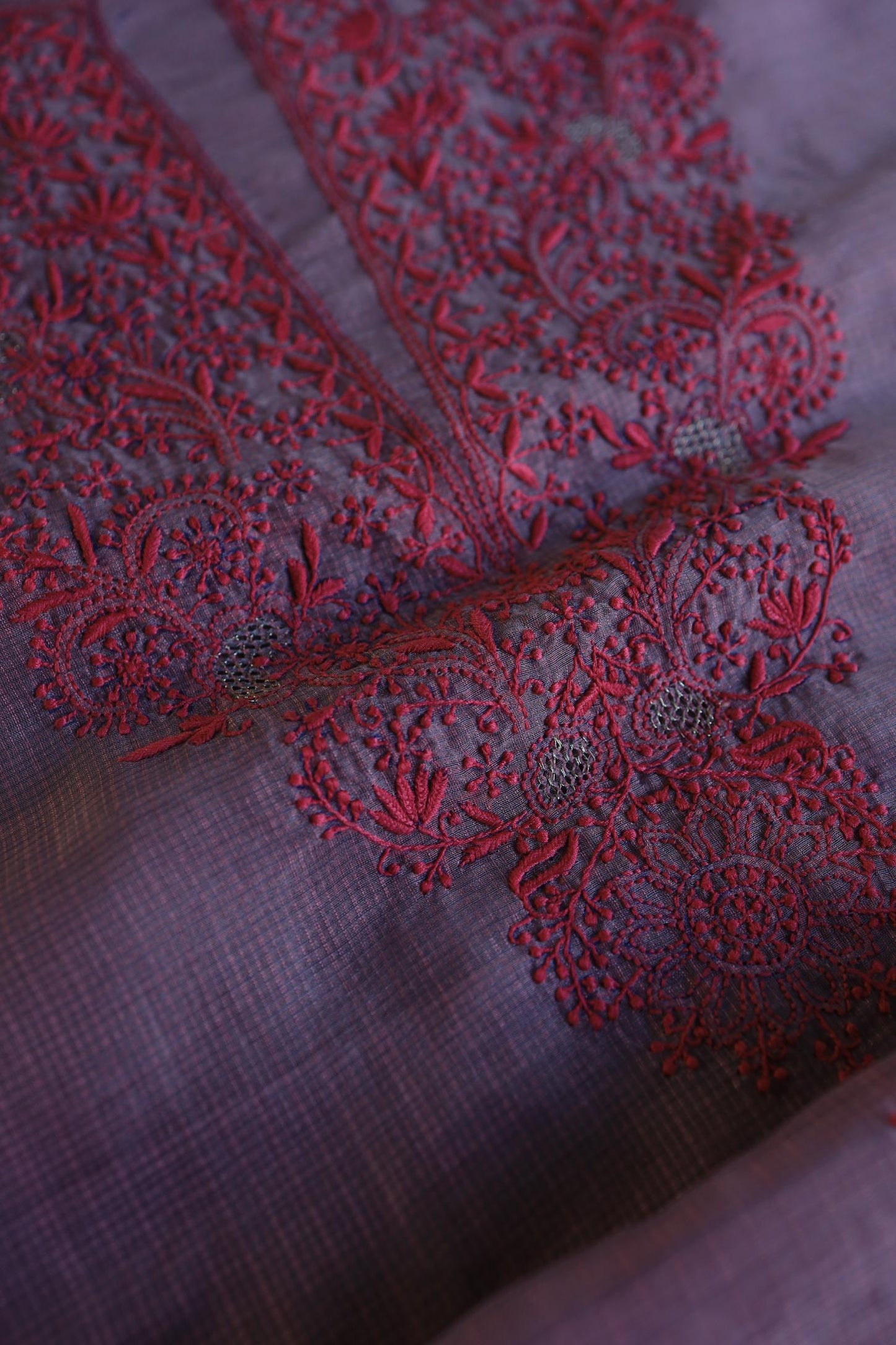 Lilac & Pink Kota Chikankari Unstitched Fabrics