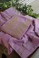 Lily Purple Shade Mal Cotton Fine Chikankari With Kamdani Work Unstitched Fabric