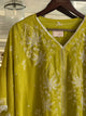 Lime Green Mal Chanderi Short Kaftan with Ari & Beadwork