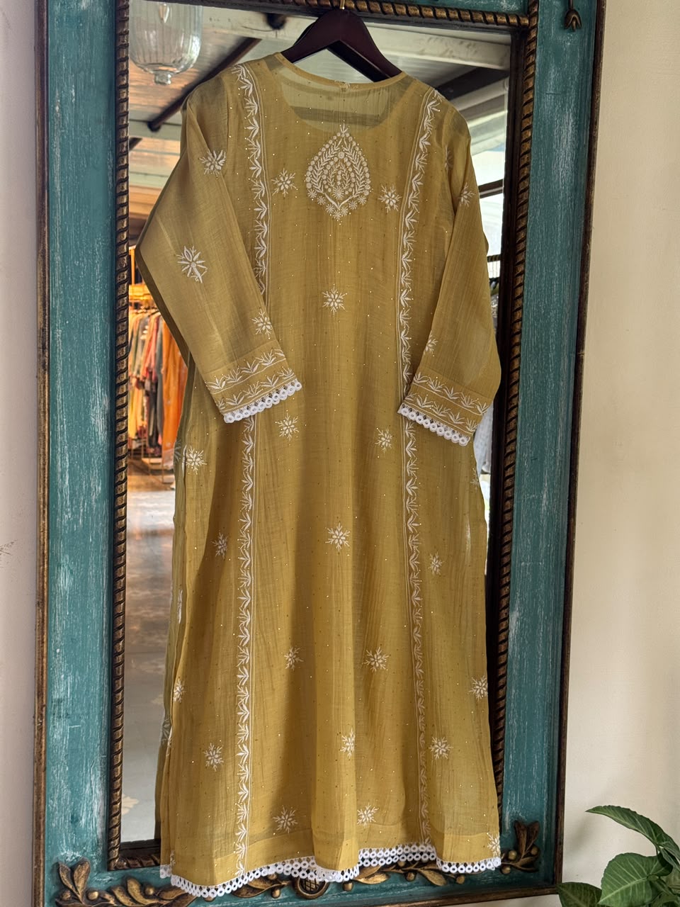 Lime Yellow Shade Malmal Tux Chikankari Kamdani Dress Kurta Set