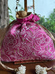 Magenta Pink Tussar Silk Chikankari Ari & Kasab Work Potli Bag