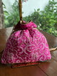 Magenta Pink Tussar Silk Chikankari Ari & Kasab Work Potli Bag