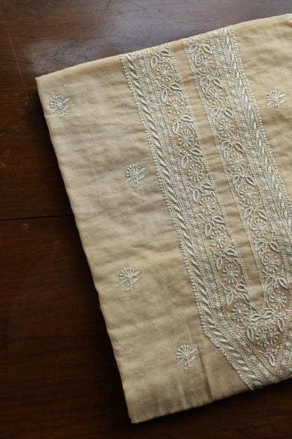 Mal Chanderi Chikankari Unstitched Men's Kurta Fabric