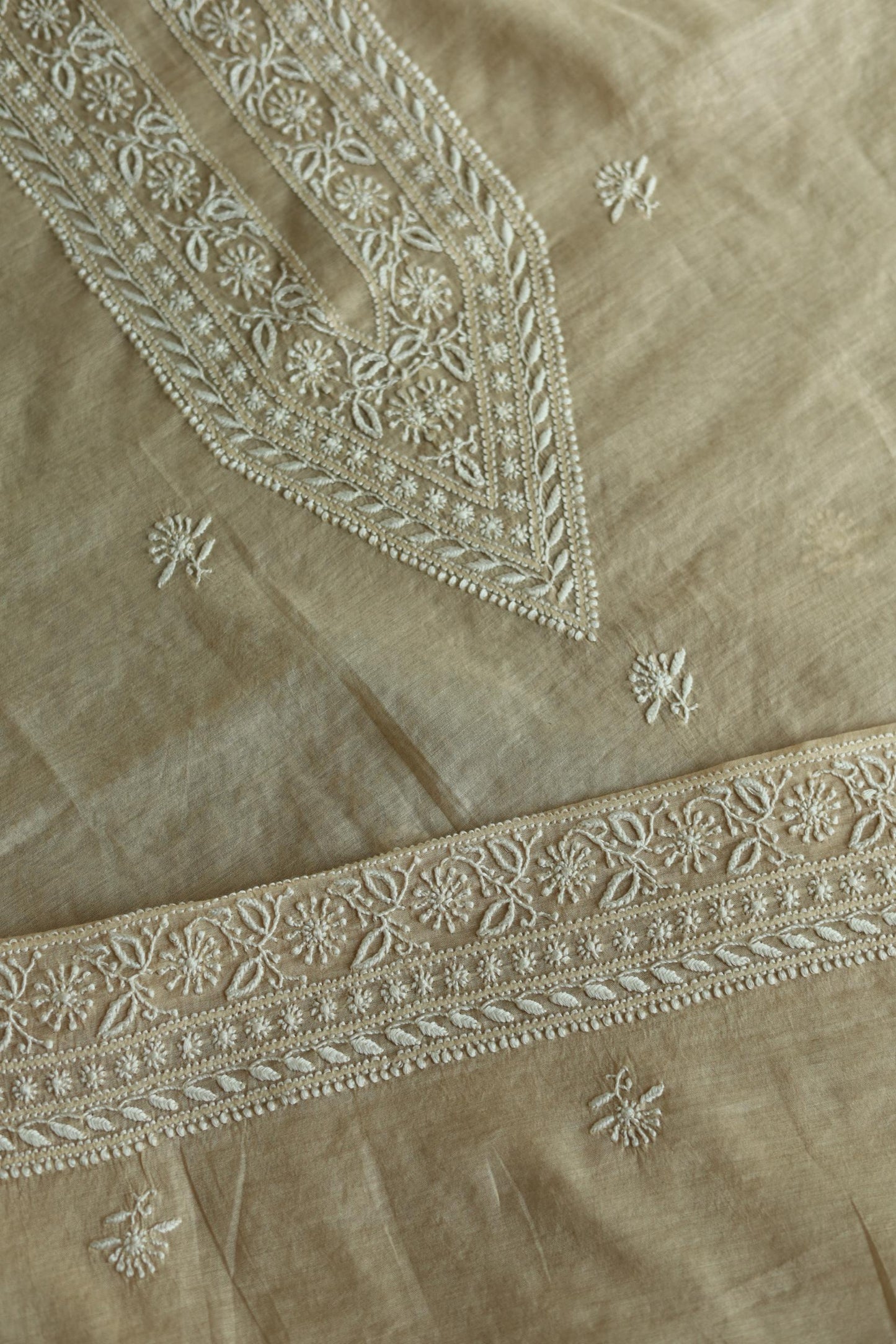 Mal Chanderi Chikankari Unstitched Men's Kurta Fabric