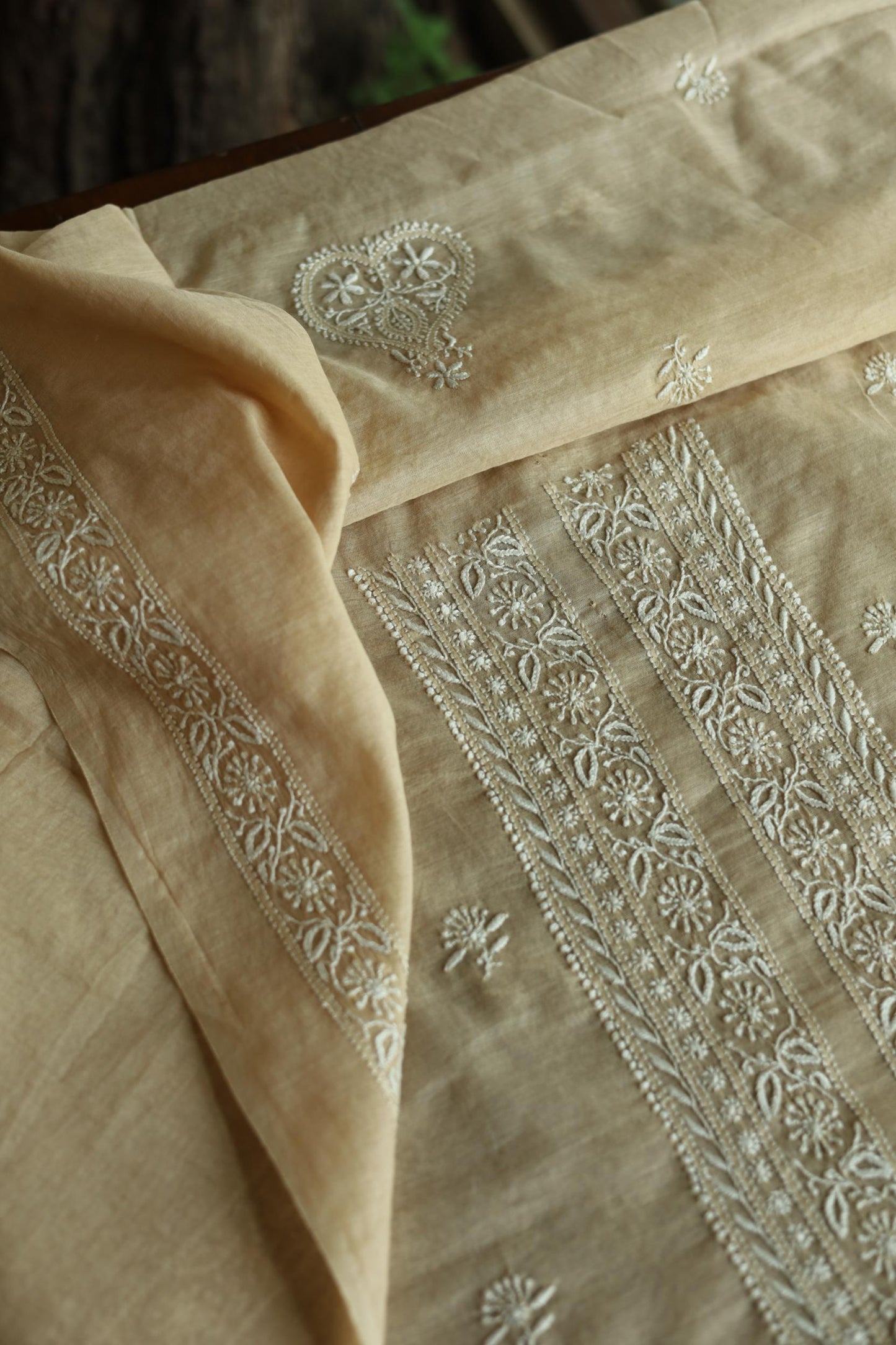 Mal Chanderi Chikankari Unstitched Men's Kurta Fabric