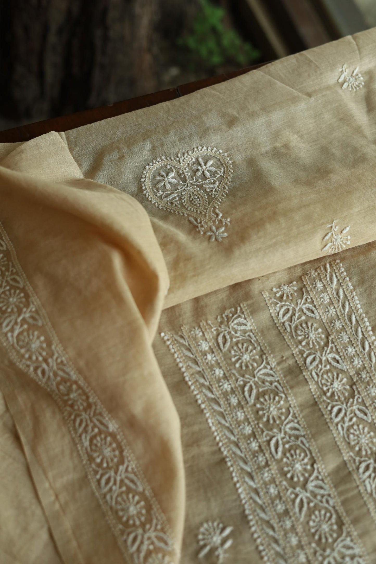 Mal Chanderi Chikankari Unstitched Men's Kurta Fabric