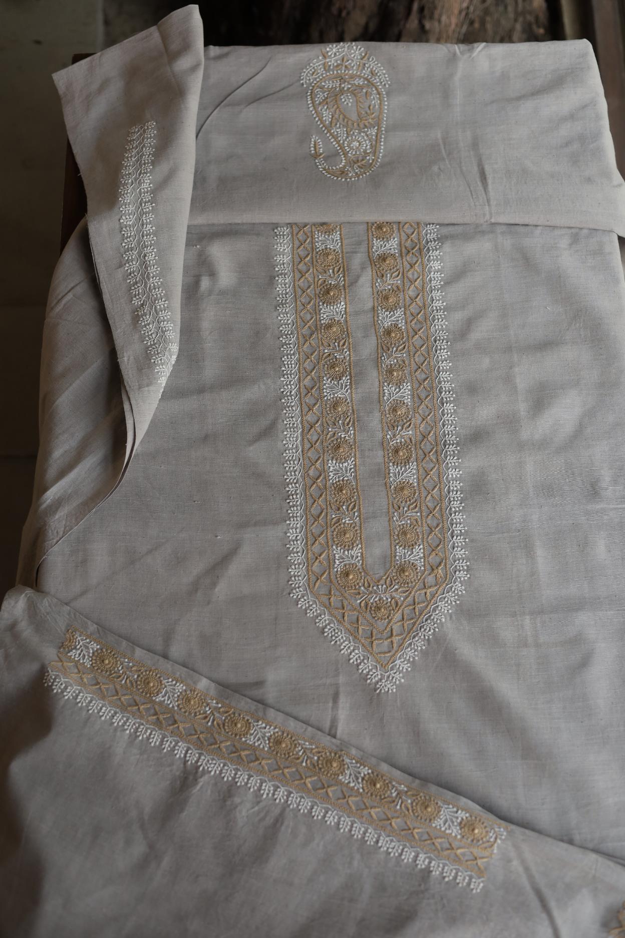 Cloudy Grey Malkha Handspun Khadi Kurtas Unisex Fabric