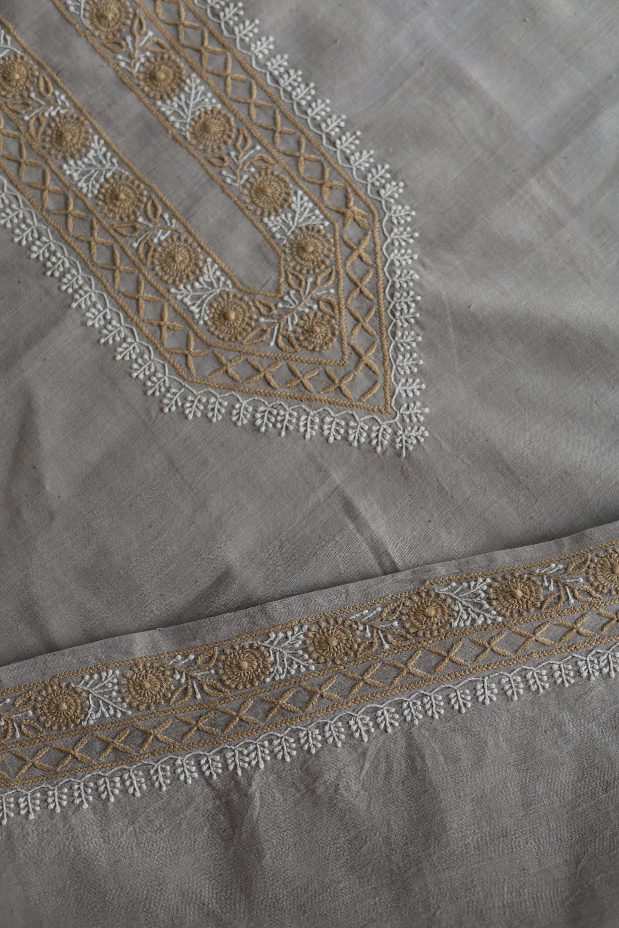 Cloudy Grey Malkha Handspun Khadi Kurtas Unisex Fabric