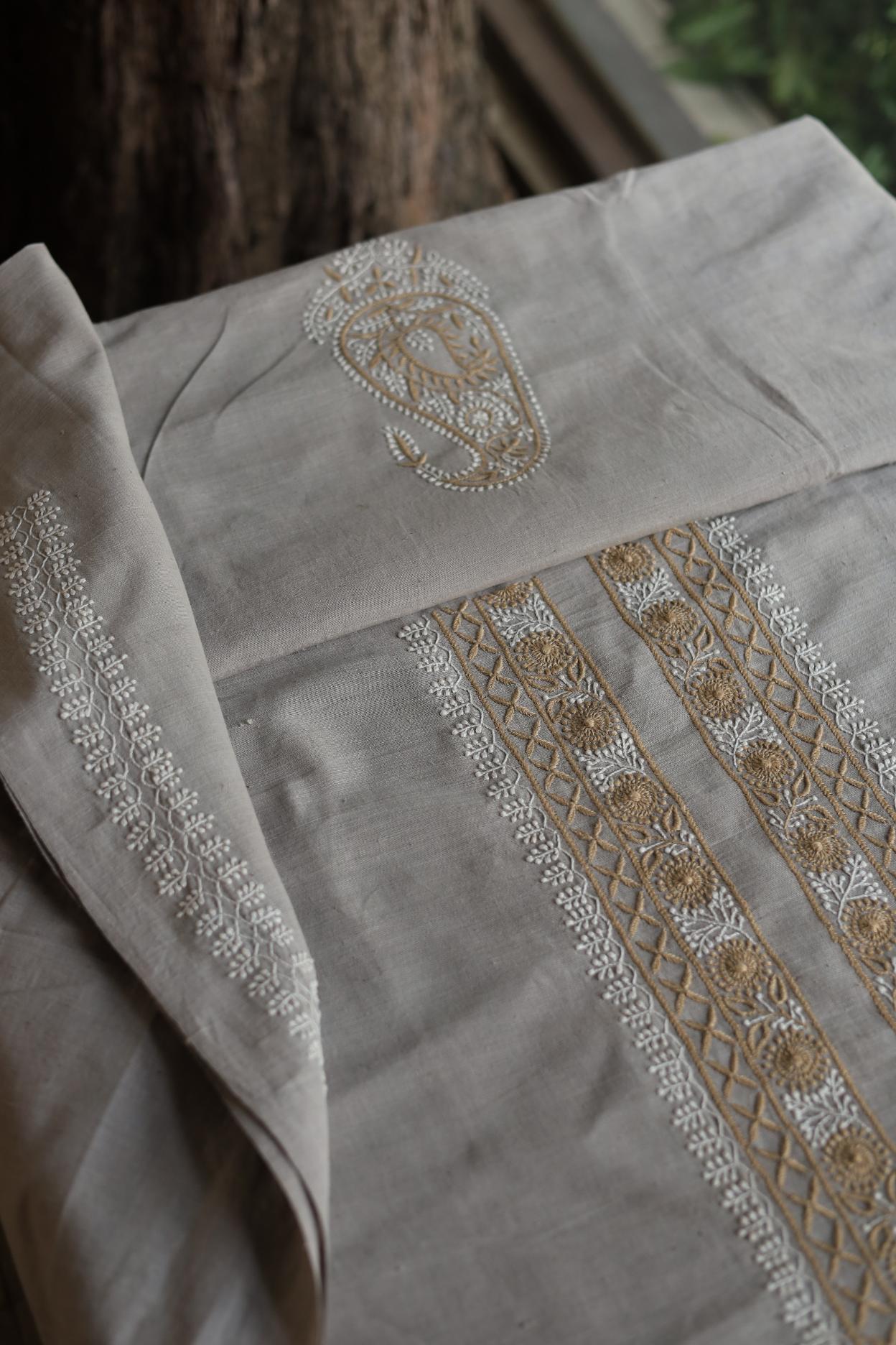Cloudy Grey Malkha Handspun Khadi Kurtas Unisex Fabric