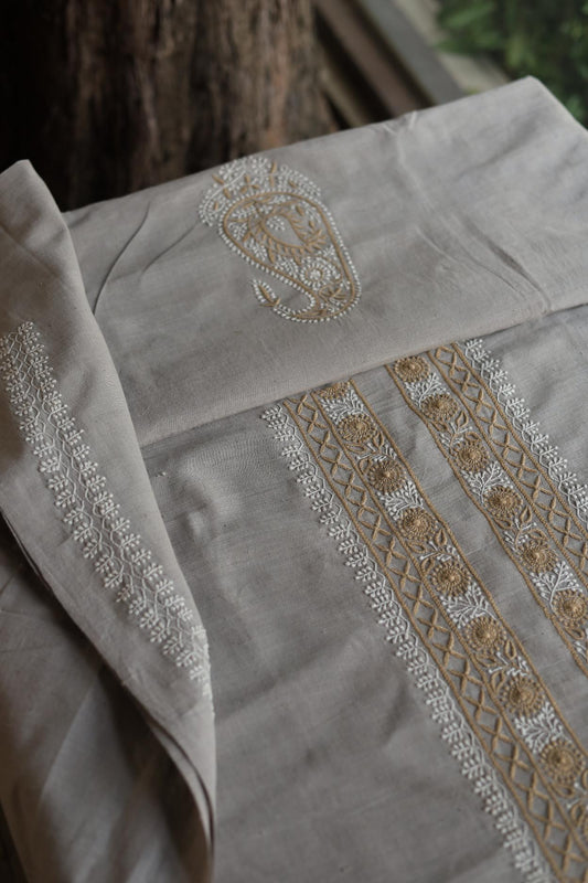 Cloudy Grey Malkha Handspun Khadi Kurtas Unisex Fabric