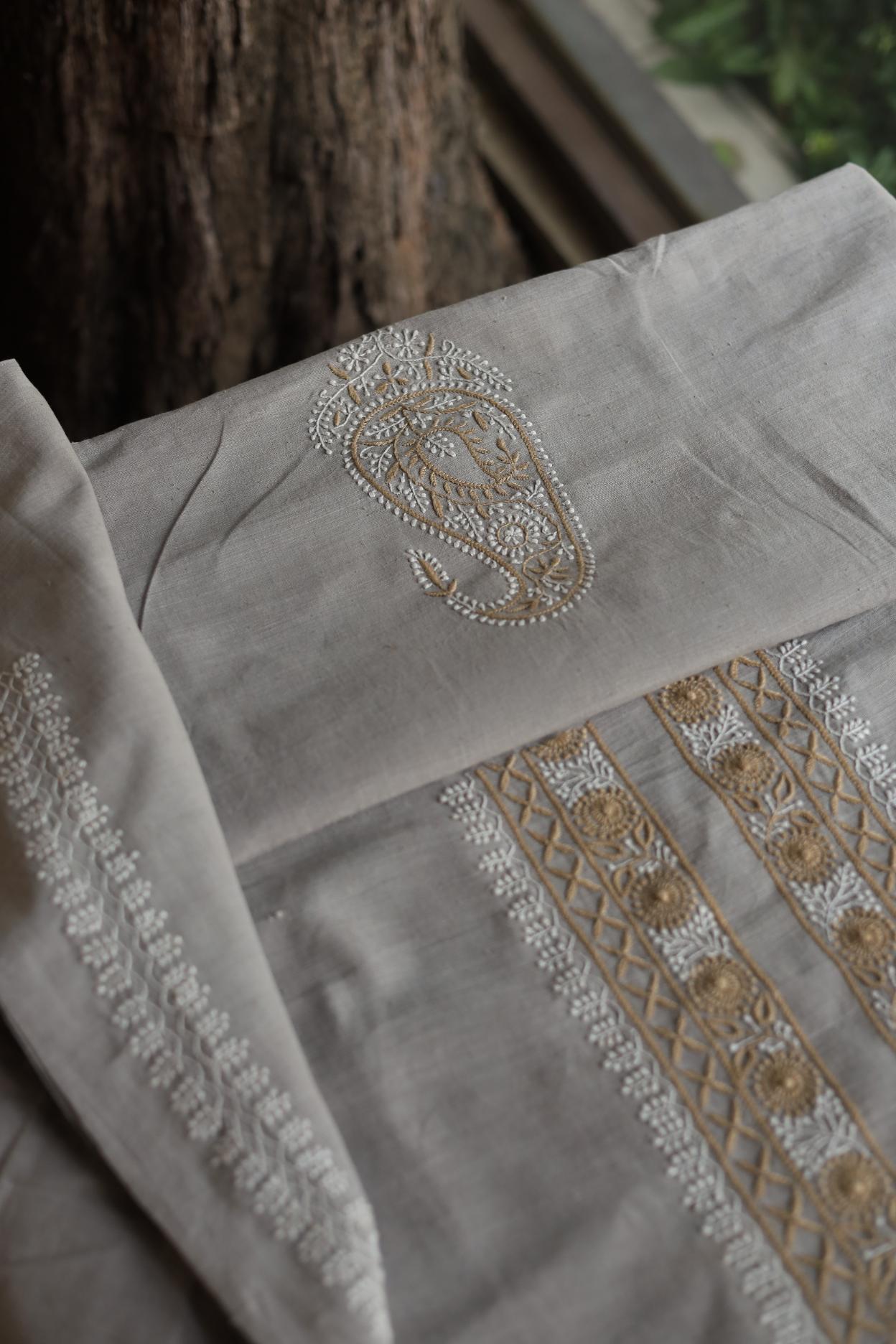 Cloudy Grey Malkha Handspun Khadi Kurtas Unisex Fabric