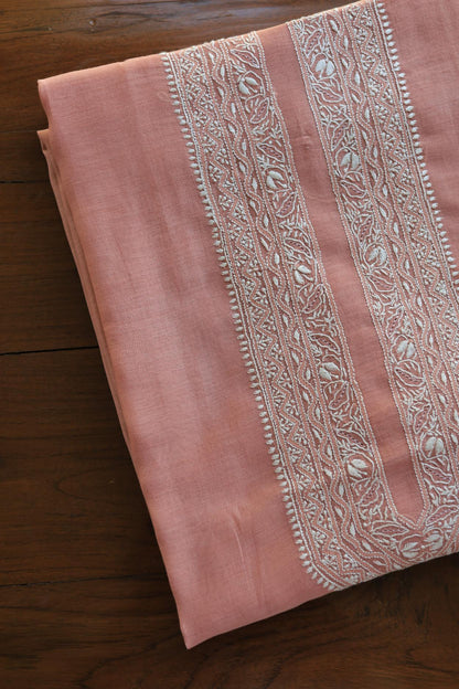 Pink Mulmul Chikankari Unstitched Men's Kurtas Fabric