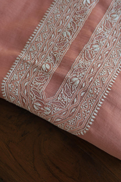 Pink Mulmul Chikankari Unstitched Men's Kurtas Fabric
