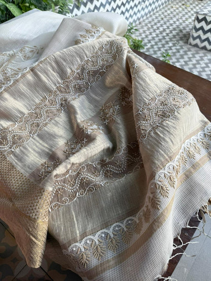 Mangalgiri Kota Chikankari Crescent Saree