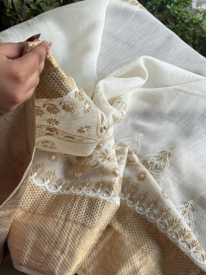 Mangalgiri Kota Chikankari Crescent Saree