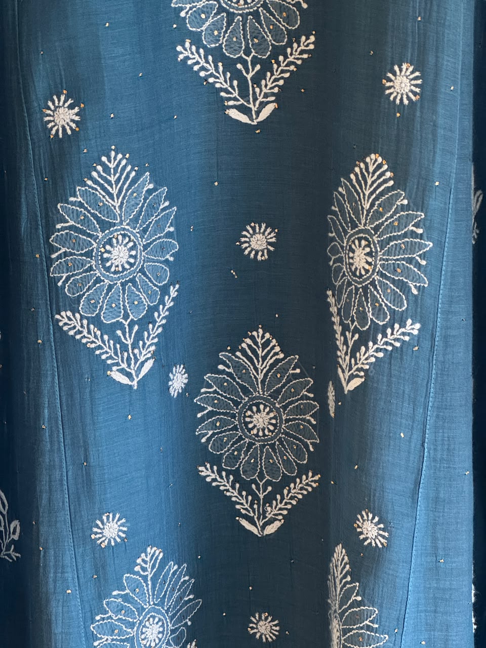 Marbal Blue Mal Mukaish Kamdani Tux Chikankari Kurta Dupatta Set