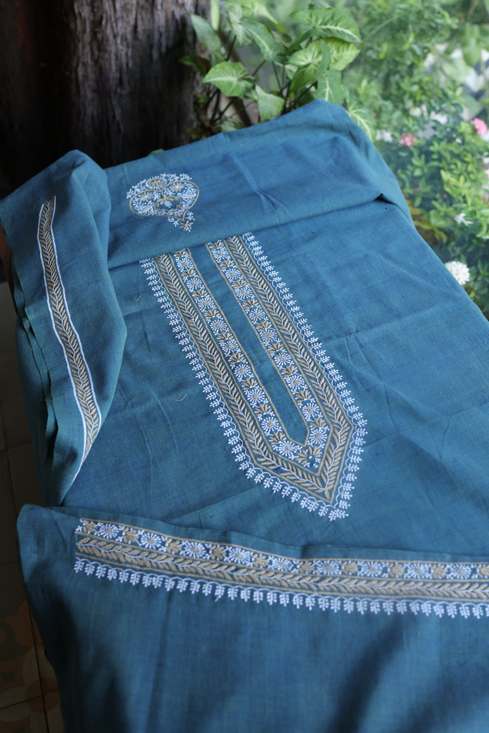 Marble Blue Malkha Handspun Khadi Kurtas Unisex Fabric