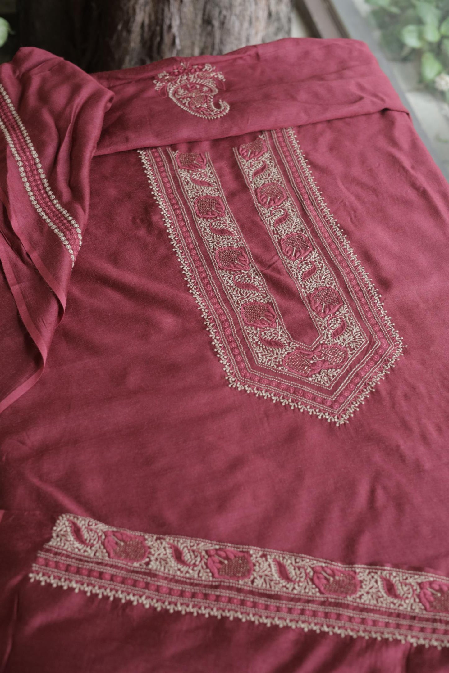 Maroon Moonga Silk Men’s Kurta Fabrics