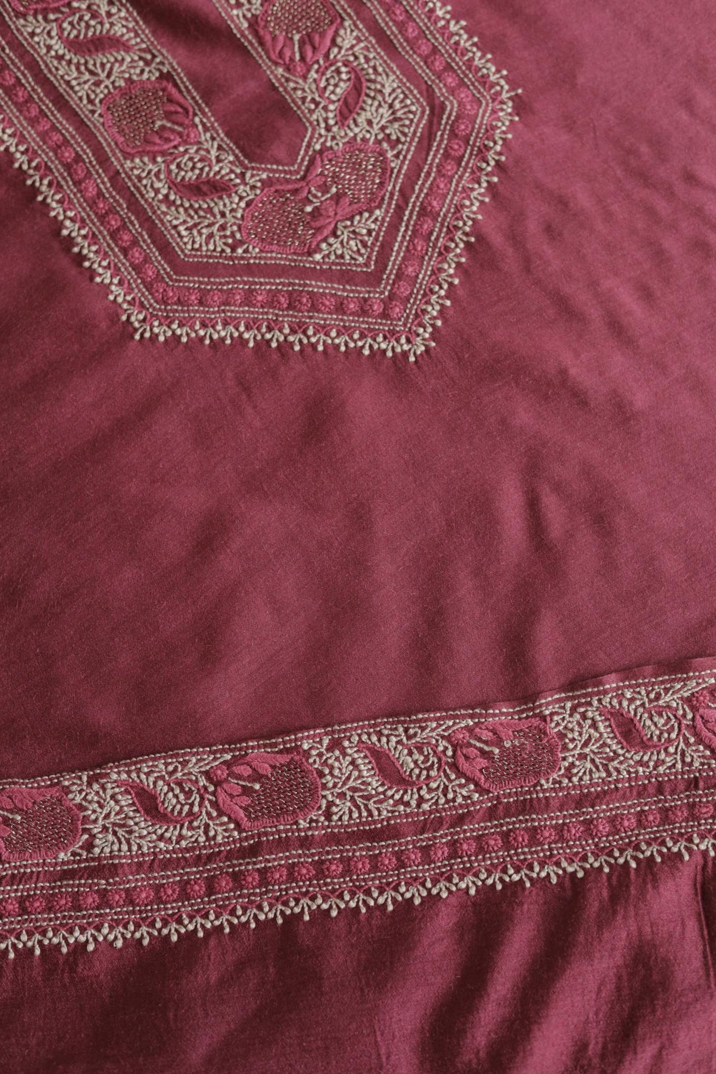 Maroon Moonga Silk Men’s Kurta Fabrics
