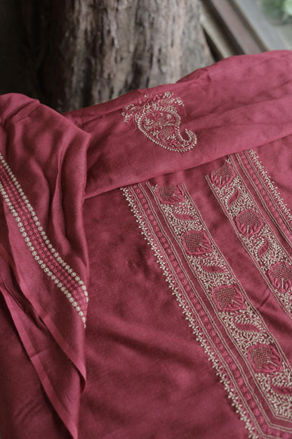 Maroon Moonga Silk Men’s Kurta Fabrics
