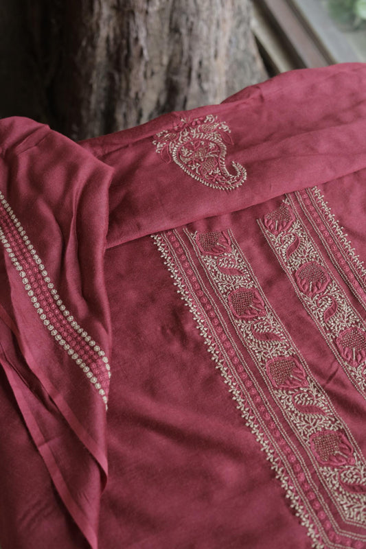 Maroon Moonga Silk Men’s Kurta Fabrics