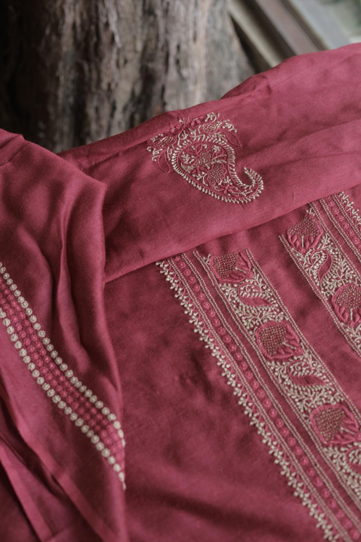 Maroon Moonga Silk Men’s Kurta Fabrics