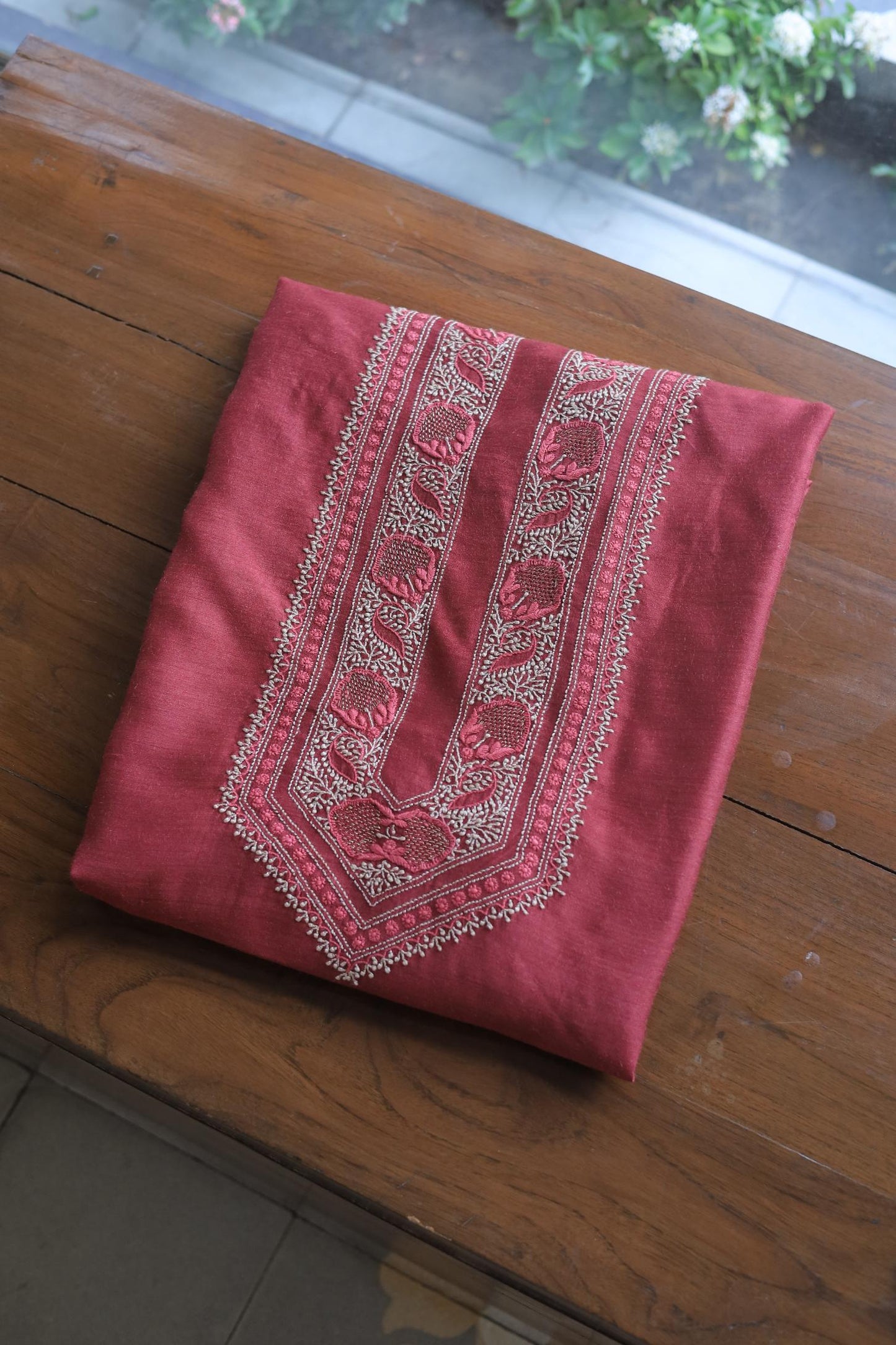 Maroon Moonga Silk Men’s Kurta Fabrics