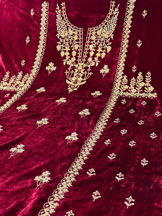 Maroon | Saman Velvet Ready To Wear Kurta Set