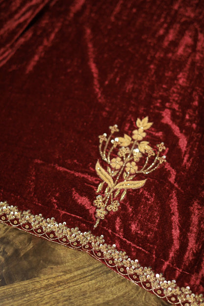 Maroon | Saman Velvet Ready To Wear Kurta Set