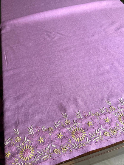 Mauve Pink Shade Saman Pashmina Fine Chikankari Shawl
