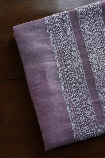 Mauve Shade Linen Chikankari Unstitched Men's Kurtas Fabric