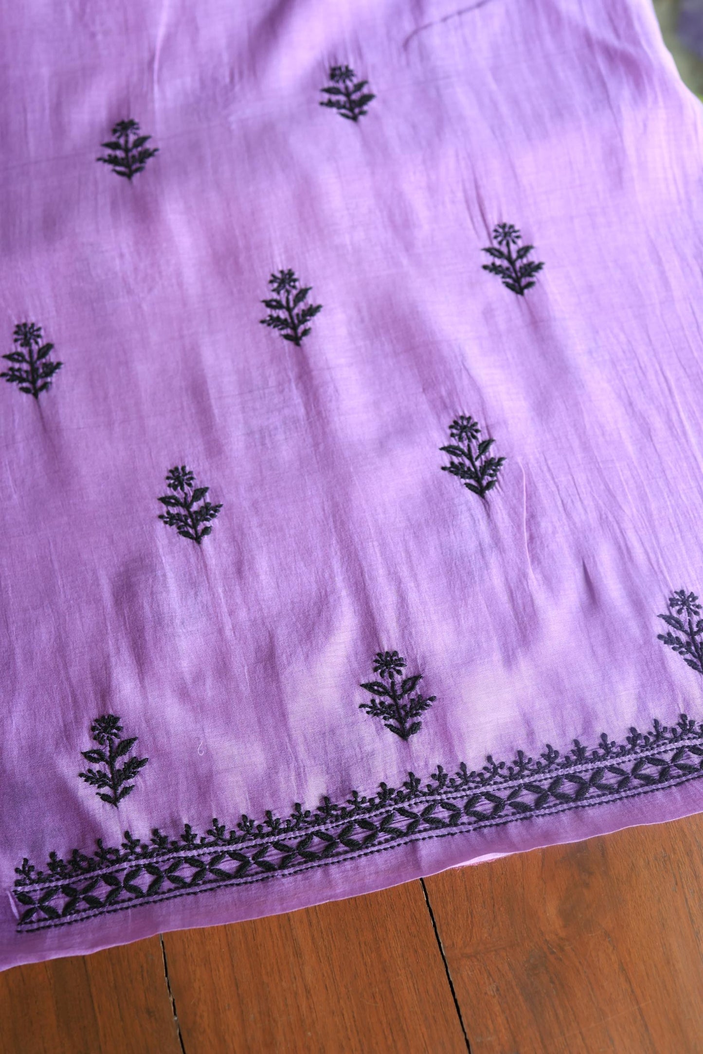 Mauve Shade Mal Cotton Chikankari Unstitched Fabric