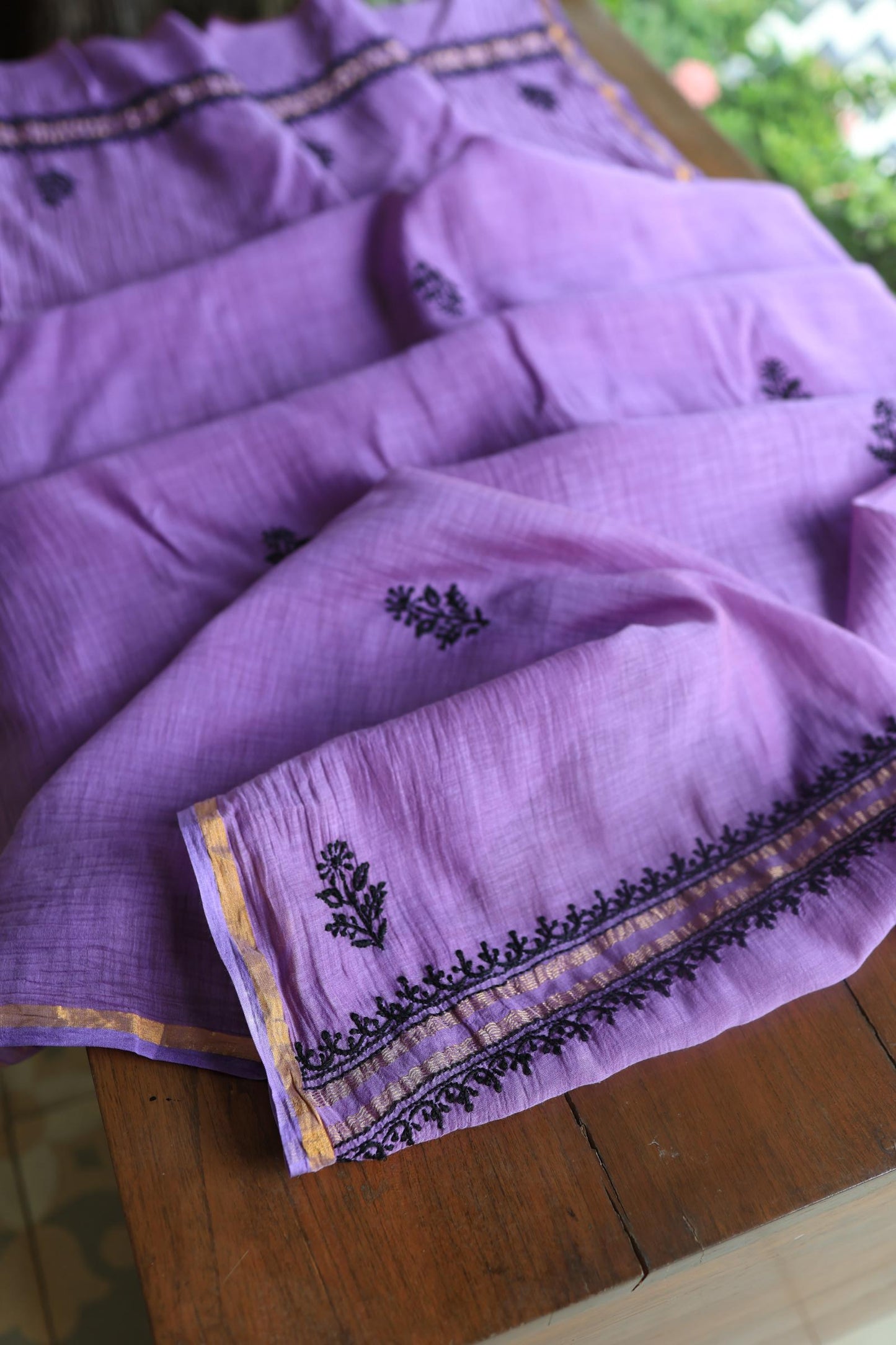 Mauve Shade Mal Cotton Chikankari Unstitched Fabric