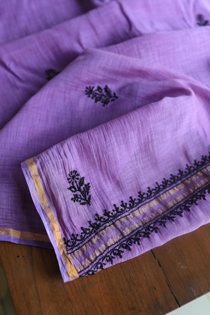 Mauve Shade Mal Cotton Chikankari Unstitched Fabric