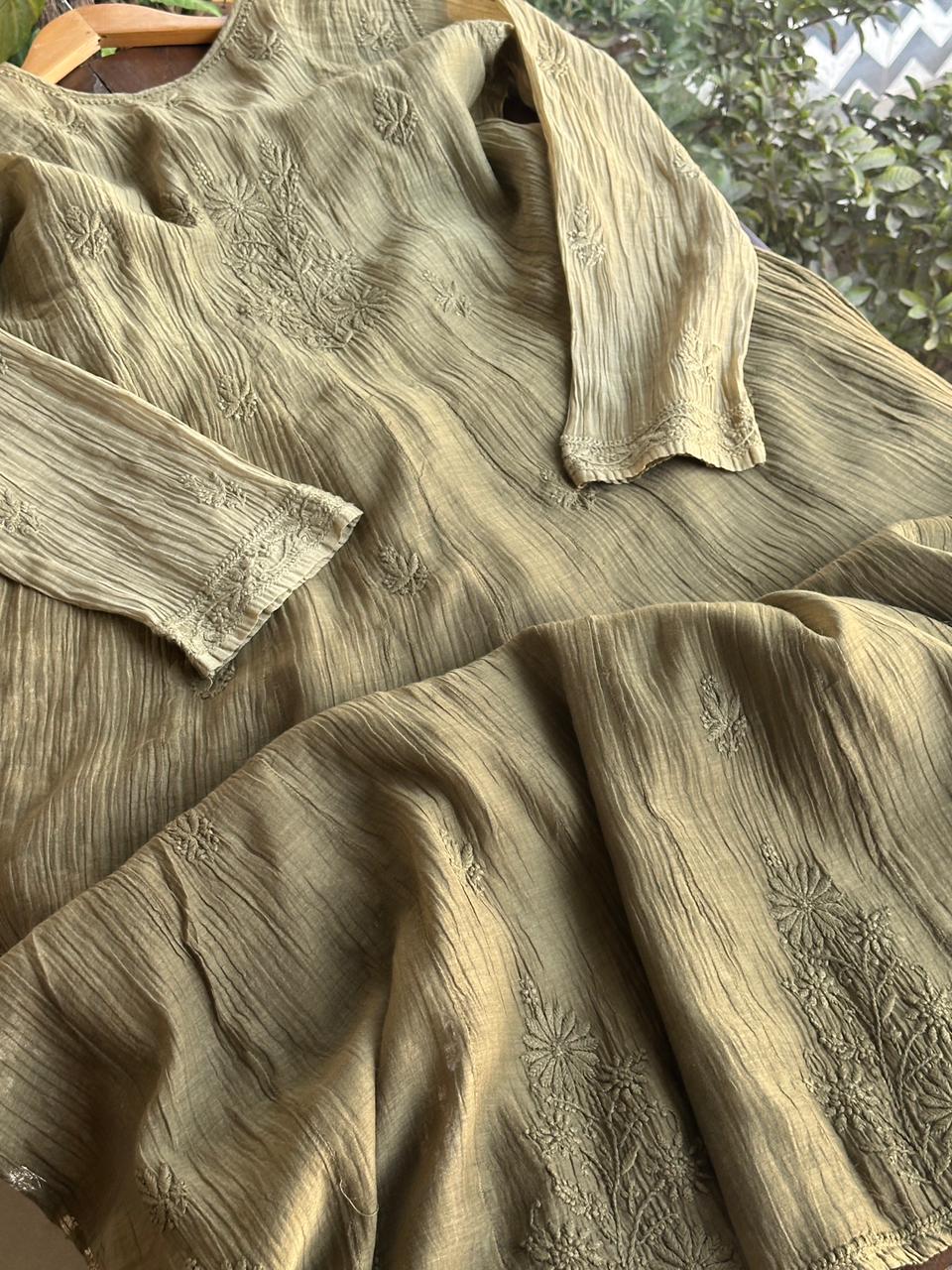 Mehndi Green Chanderi Kurta – Ready to Wear