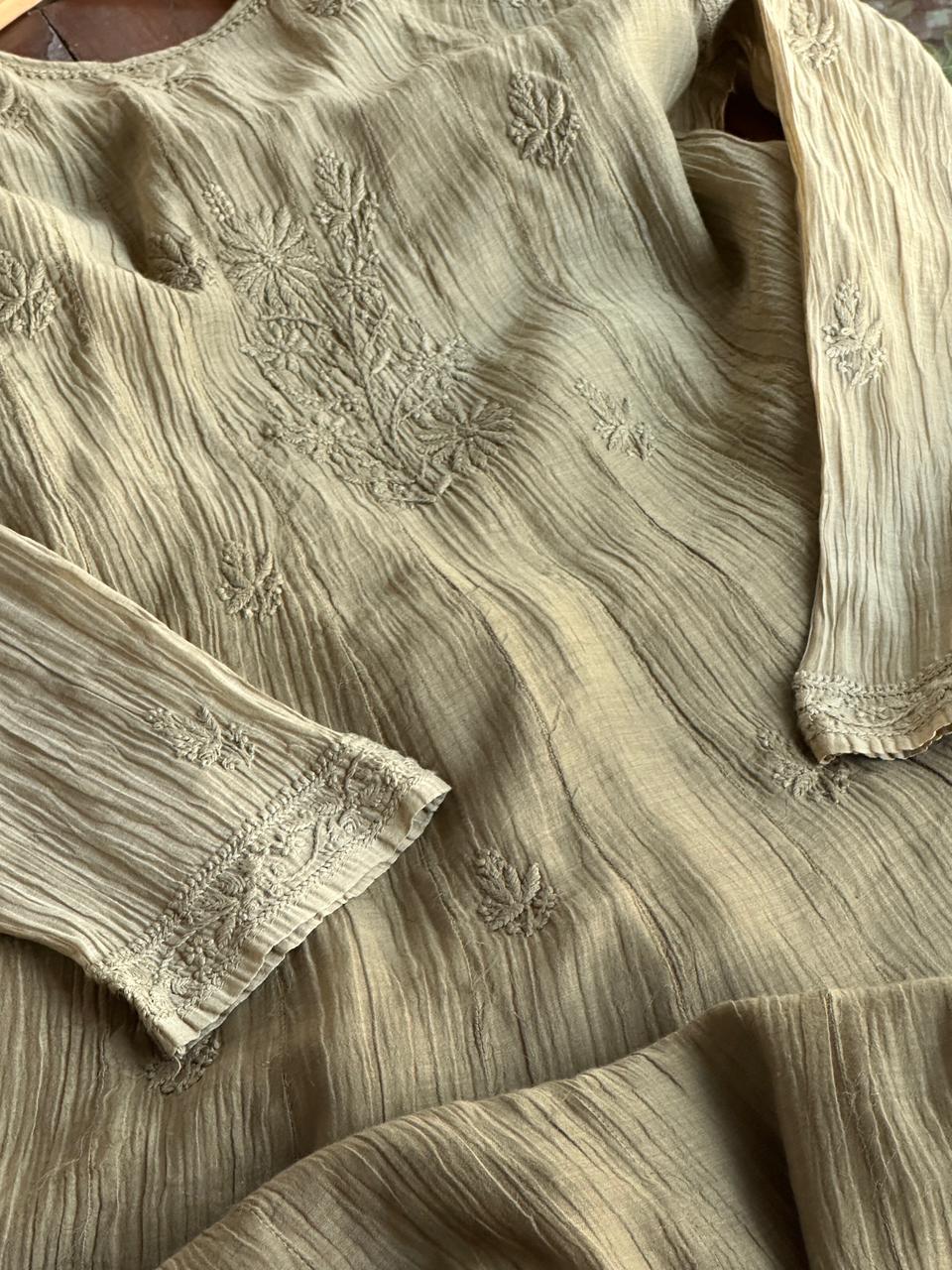 Mehndi Green Chanderi Kurta – Ready to Wear