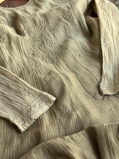 Mehndi Green Chanderi Kurta – Ready to Wear