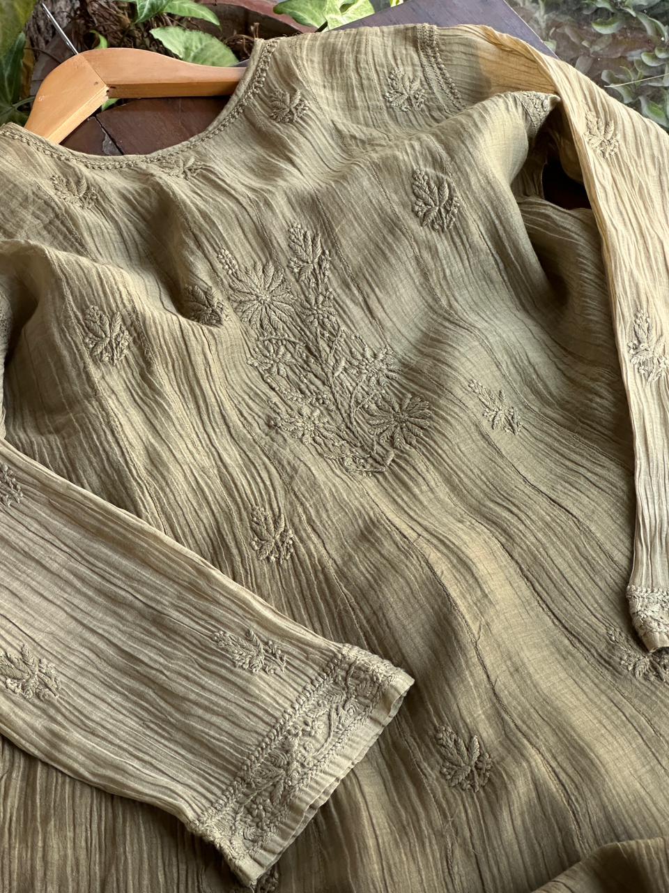 Mehndi Green Chanderi Kurta – Ready to Wear