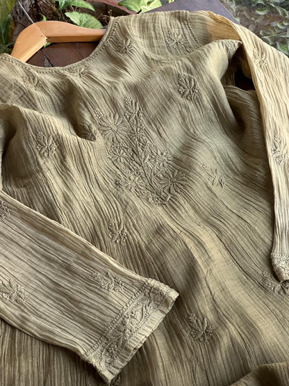 Mehndi Green Chanderi Kurta – Ready to Wear