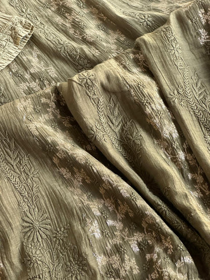 Mehndi Green Chanderi Kurta – Ready to Wear