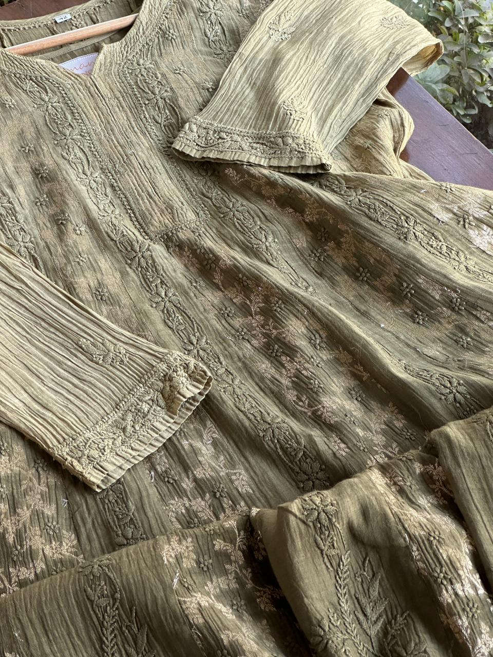 Mehndi Green Chanderi Kurta – Ready to Wear