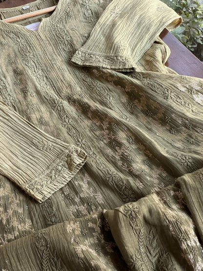 Mehndi Green Chanderi Kurta – Ready to Wear