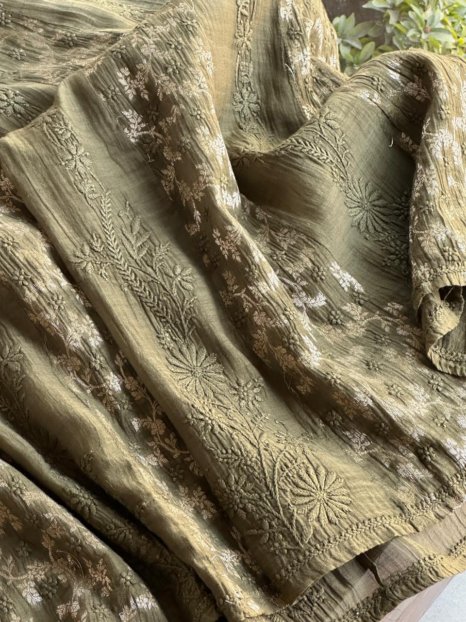 Mehndi Green Chanderi Kurta – Ready to Wear