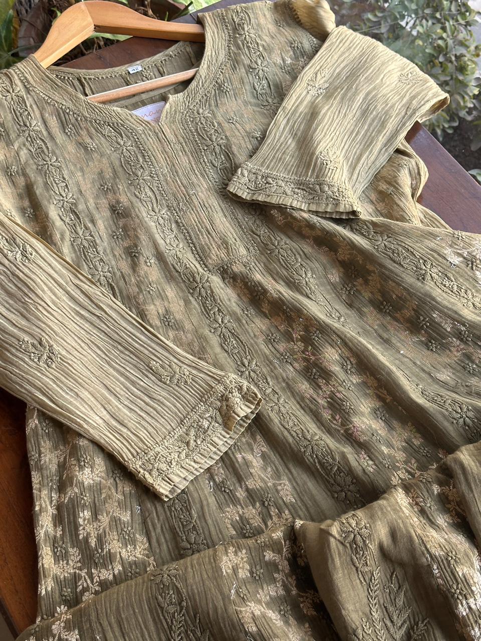 Mehndi Green Chanderi Kurta – Ready to Wear