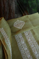 Mehndi Green Linen Chikankari Unstitched Men's Kurta Fabric