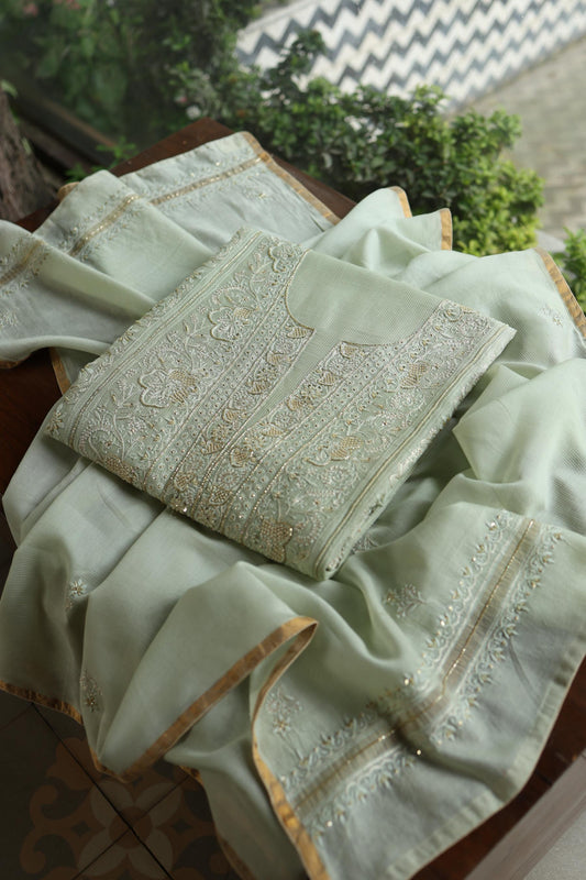 Mint Green Shade Rasm Maheshwari Highlights Fabric